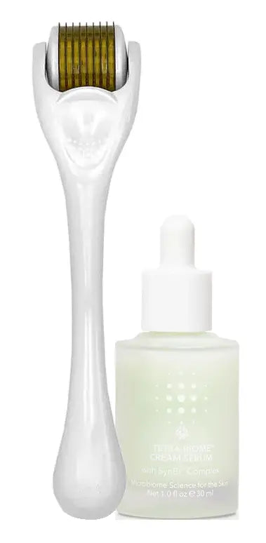 Derma roller and serum bottle