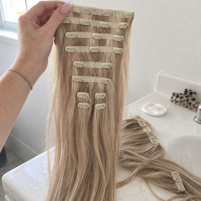 Clip-in extensions in my hand
