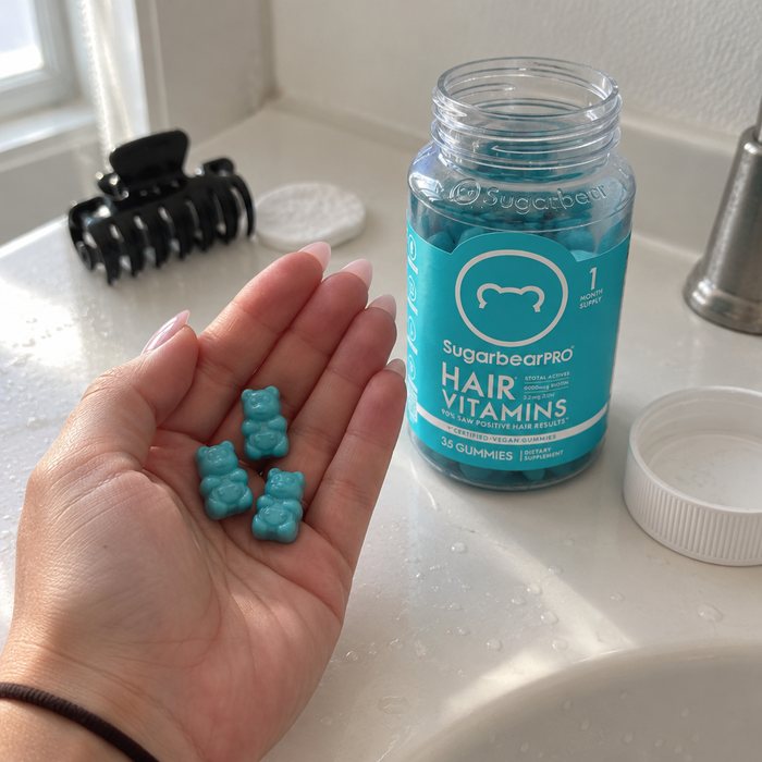 Hair gummies in my hand
