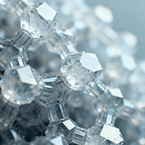 Close-up of crystal-like structures of Ectoine with a blurred background