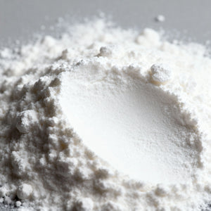 Close-up of Zinc white powder on a gray background