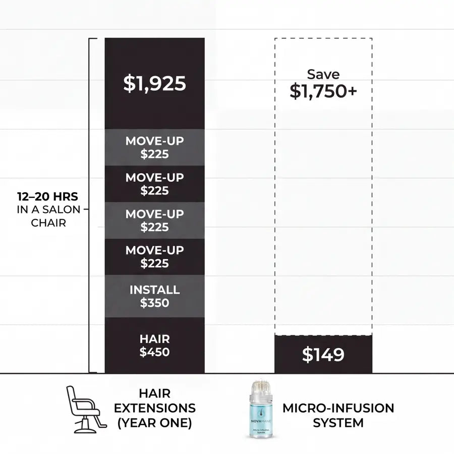 Hair extensions year one cost vs NovaMane Micro-Infusion System