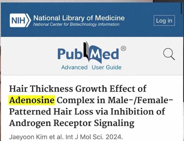 PubMed listing: Hair Thickness Growth Effect of Adenosine Complex in Male/Female-Patterned Hair Loss